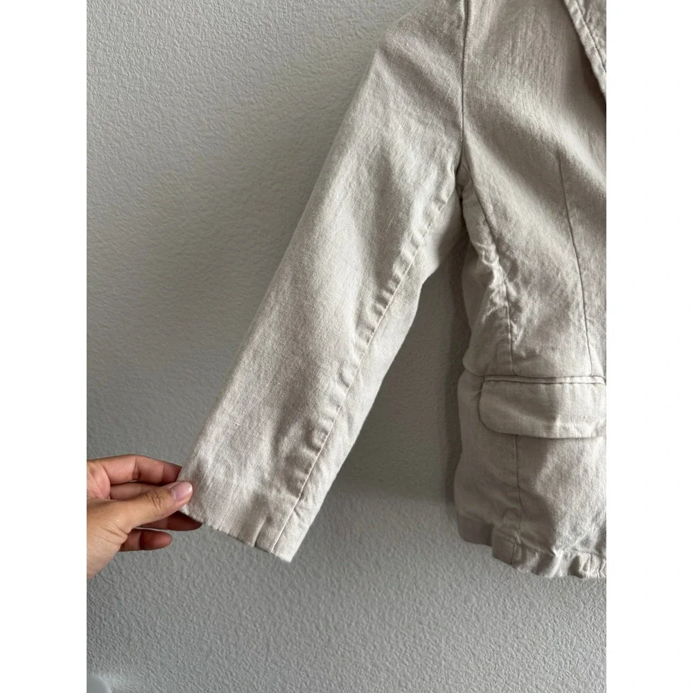 Zara Kids Boys Linen Blend Blazer Jacket Beige Size 7 122cm Formal Wedding